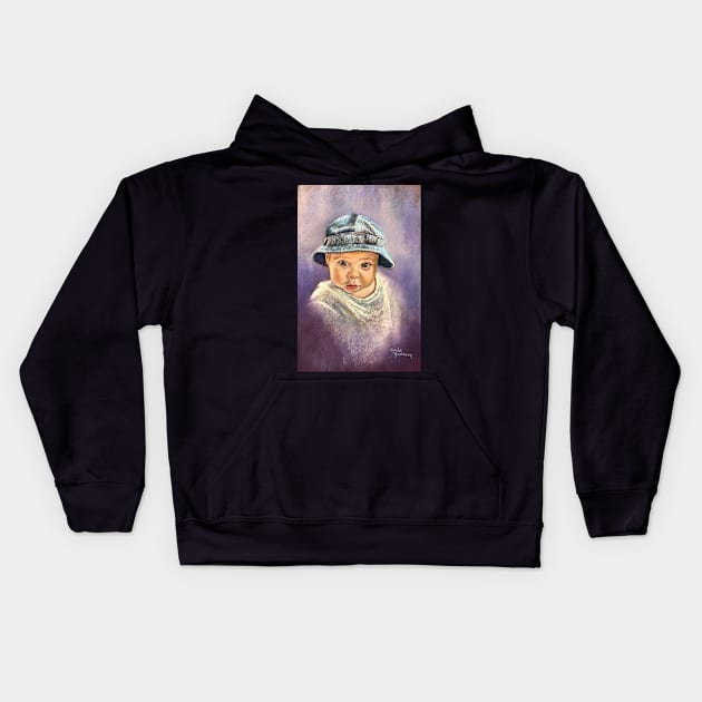 Portrait of Baby Rex Kids Hoodie by Lyndarob